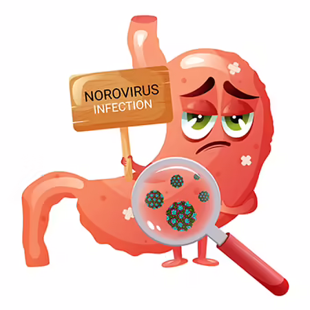 cartoon drawing of a red shape with a sad face holding a sign with words