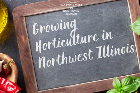 Growing horticulture in Northwest Illinois written on a chalkboard