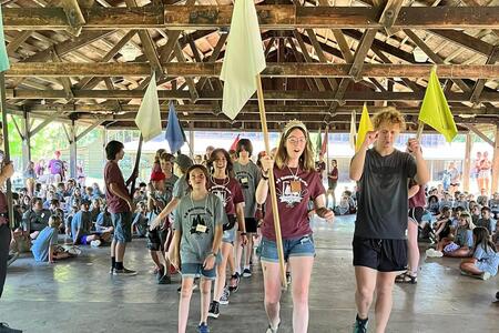 4-H members leading in campers at opening ceremony