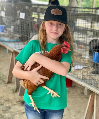 girl with chicken