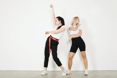 two girls dancing