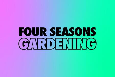 Tri-color background with Four Seasons Gardening text
