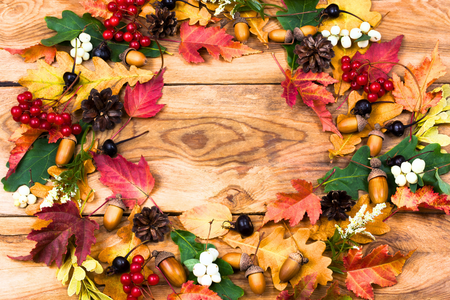 Fall wreath hanging on a wall