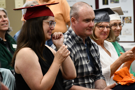 A new master naturalist graduate gets emotional at the graduation.