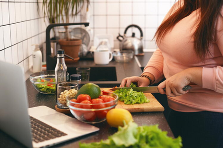 A woman cooking