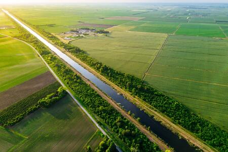 Farmland with waterway with saturated buffer