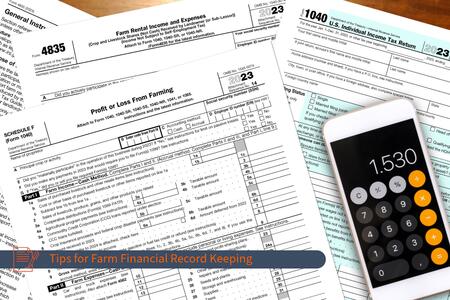 farm records and a calculator
