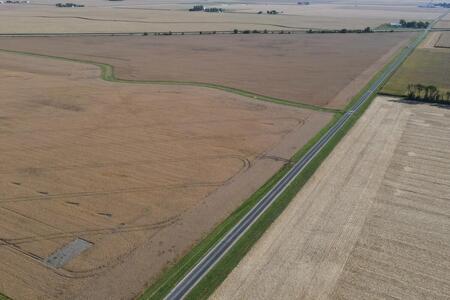 aerial view of a brown field