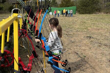 girl selecting a bow