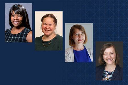 Graphic of four photos of new staff members
