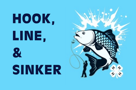 sky blue background, illustrated fish jumping out of water