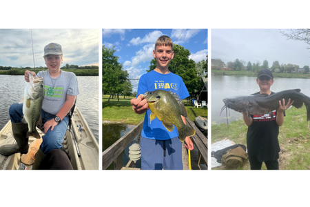 Winners pose with catches.