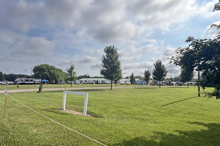Long distance photo of the livestock area of fairgrounds