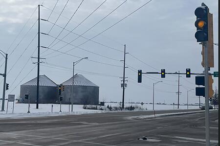grain bins and traffic signals