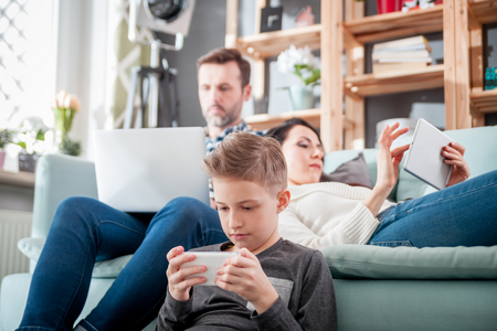 A family busy with social media