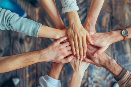 Hands coming together 