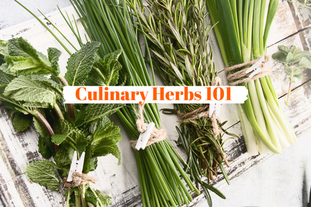 Fresh herbs on a tray