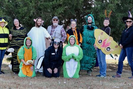 Volunteers in costumes at Boo at the Slough Event
