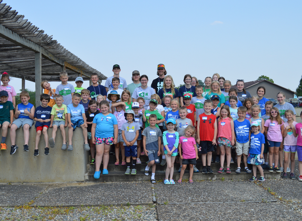 A group photo of the 4-H Cloverbud Camp