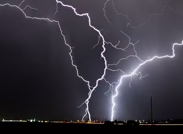 Lighting hitting the ground