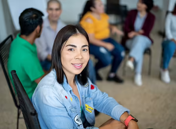 young woman in a support group