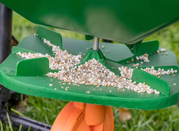 spreading fertilizer for lawns