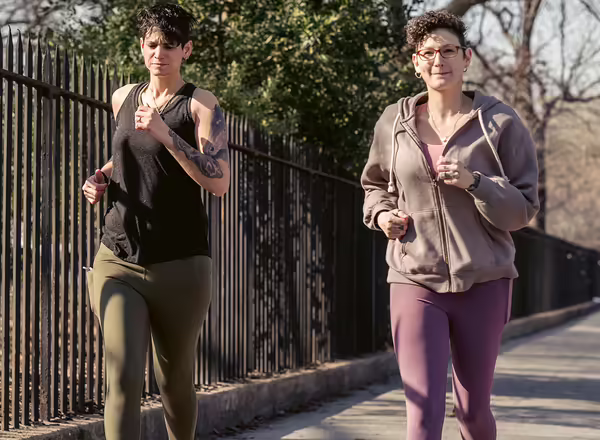 people running and jogging down street