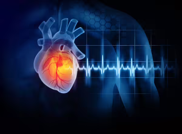 illustration of distressed heart disease with heart rate monitor