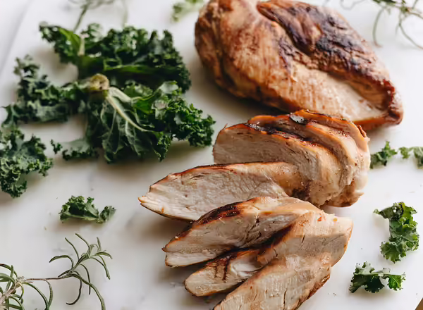 cut pieces of grilled chicken breasts