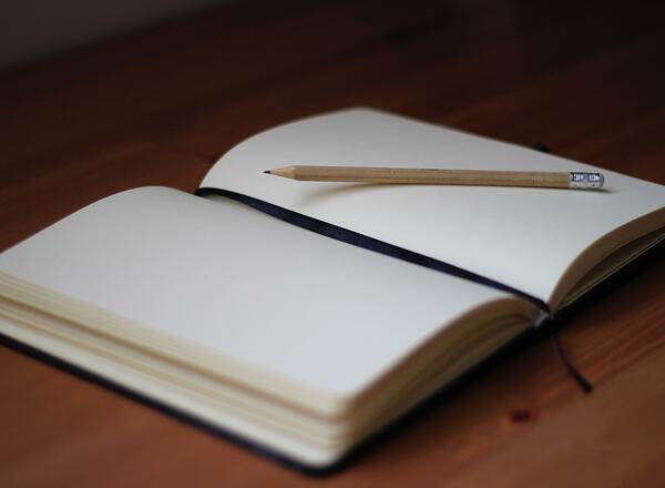 A plain journal with a pencil