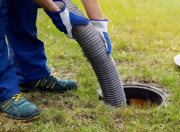 pumping out household septic tank. drain and sewage cleaning service