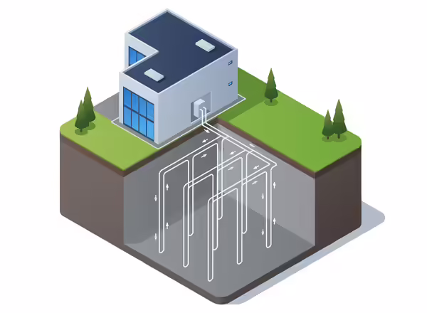 illustration of closed vertical geothermal loop