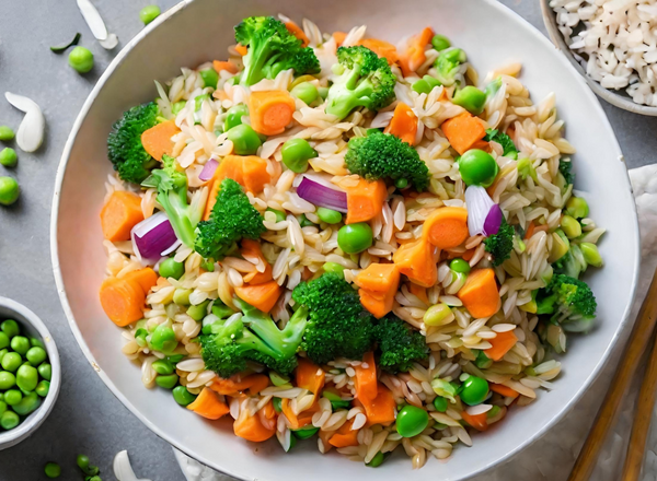 Orzo Stir fry with vegetables