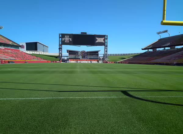 Football field looking from one endzone to the other