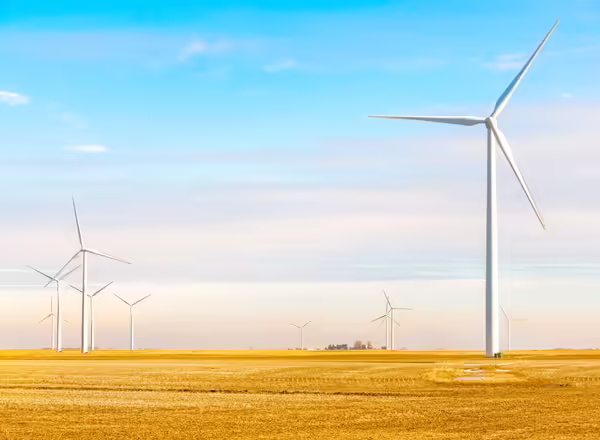 Wind turbines in agricultural field