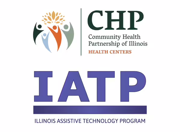 Illniois Assistive Techlnology Program and Community Healrh Partnership of Illinois Health Centers logos