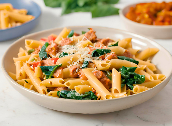 Sausage Penne Pasta with Swiss Chard