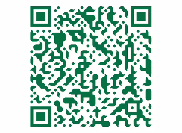 random green lines and shapes within a square on white background