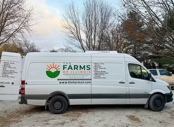 The Farms of Illinois white van
