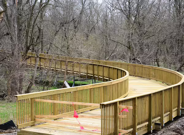 newly constructed bike path through woods