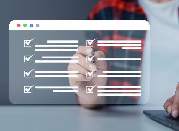 person checking boxes in online survey