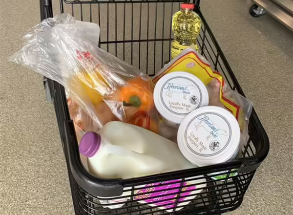 A shopping cart featuring local yogurt