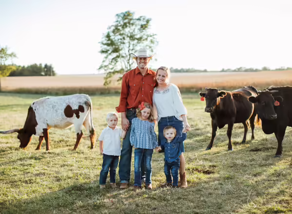 rancher sawyer cottrell with his wife and three kids