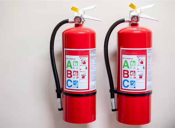 fire extinguishers on a wall
