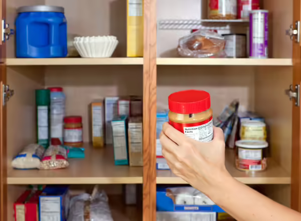 kitchen cabinet with shelf-stable items