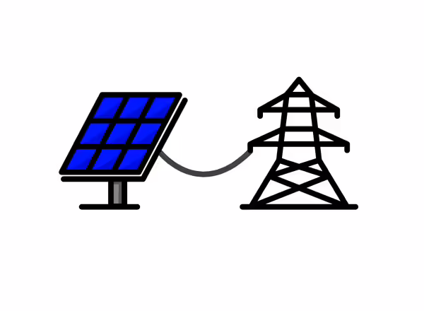 Graphic illustration of a solar panel connected to a power tower
