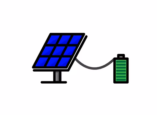 Illustration of a solar panel with battery storage