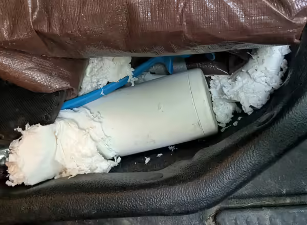 A mouse nest in an unused car.