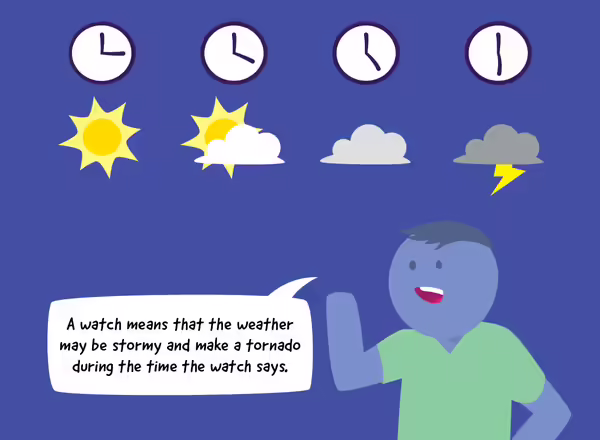 cartoon person looking at weather report