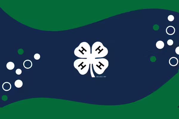 A 4-H cloverleaf with circle design elements.